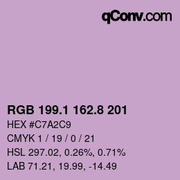 カラーコード: RGB 199.1 162.8 201 | qconv.com