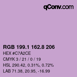 カラーコード: RGB 199.1 162.8 206 | qconv.com