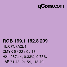 カラーコード: RGB 199.1 162.8 209 | qconv.com