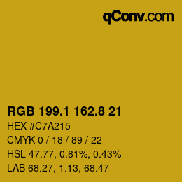 カラーコード: RGB 199.1 162.8 21 | qconv.com