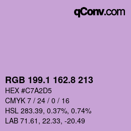 カラーコード: RGB 199.1 162.8 213 | qconv.com