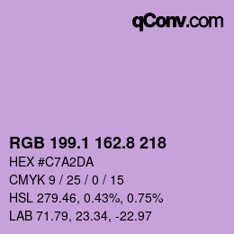 カラーコード: RGB 199.1 162.8 218 | qconv.com
