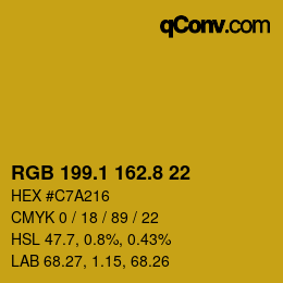 カラーコード: RGB 199.1 162.8 22 | qconv.com