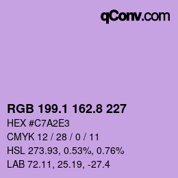 カラーコード: RGB 199.1 162.8 227 | qconv.com