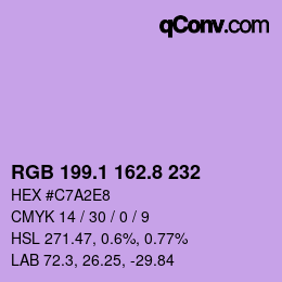 カラーコード: RGB 199.1 162.8 232 | qconv.com