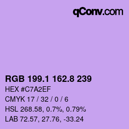 カラーコード: RGB 199.1 162.8 239 | qconv.com