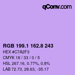 カラーコード: RGB 199.1 162.8 243 | qconv.com