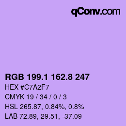 カラーコード: RGB 199.1 162.8 247 | qconv.com
