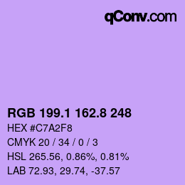 カラーコード: RGB 199.1 162.8 248 | qconv.com
