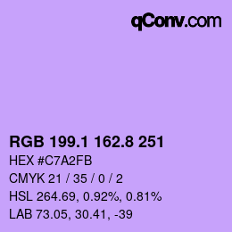 カラーコード: RGB 199.1 162.8 251 | qconv.com