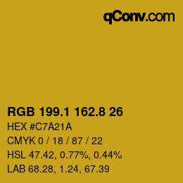 カラーコード: RGB 199.1 162.8 26 | qconv.com