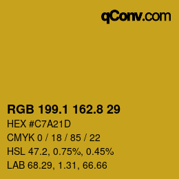 カラーコード: RGB 199.1 162.8 29 | qconv.com
