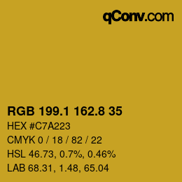 カラーコード: RGB 199.1 162.8 35 | qconv.com