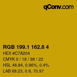 カラーコード: RGB 199.1 162.8 4 | qconv.com