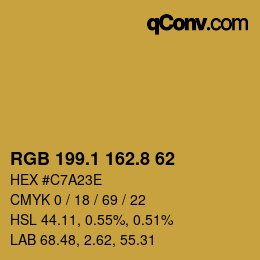 カラーコード: RGB 199.1 162.8 62 | qconv.com