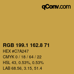 Color code: RGB 199.1 162.8 71 | qconv.com