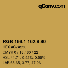 カラーコード: RGB 199.1 162.8 80 | qconv.com