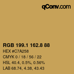 カラーコード: RGB 199.1 162.8 88 | qconv.com
