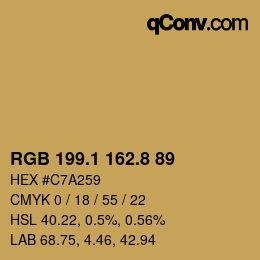 カラーコード: RGB 199.1 162.8 89 | qconv.com
