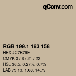 Color code: RGB 199.1 183 158 | qconv.com