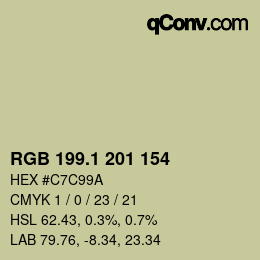 カラーコード: RGB 199.1 201 154 | qconv.com