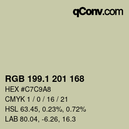 カラーコード: RGB 199.1 201 168 | qconv.com