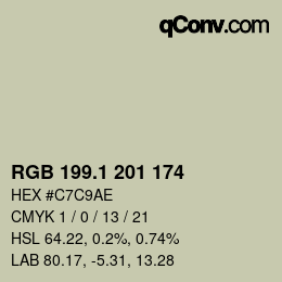 カラーコード: RGB 199.1 201 174 | qconv.com