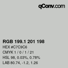 カラーコード: RGB 199.1 201 198 | qconv.com