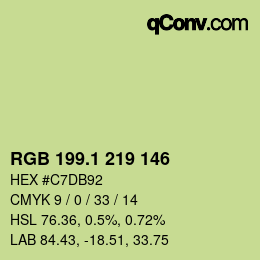 カラーコード: RGB 199.1 219 146 | qconv.com