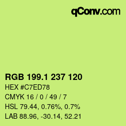 カラーコード: RGB 199.1 237 120 | qconv.com