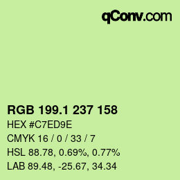 カラーコード: RGB 199.1 237 158 | qconv.com