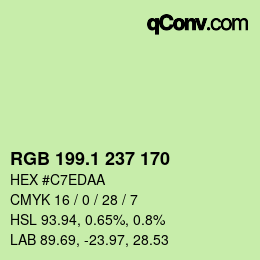 カラーコード: RGB 199.1 237 170 | qconv.com