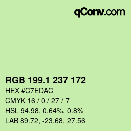 カラーコード: RGB 199.1 237 172 | qconv.com