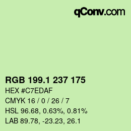 カラーコード: RGB 199.1 237 175 | qconv.com