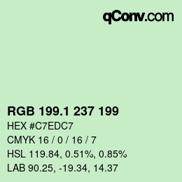 カラーコード: RGB 199.1 237 199 | qconv.com