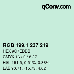 Color code: RGB 199.1 237 219 | qconv.com