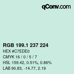 カラーコード: RGB 199.1 237 224 | qconv.com