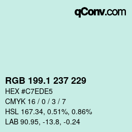 Color code: RGB 199.1 237 229 | qconv.com