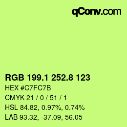 カラーコード: RGB 199.1 252.8 123 | qconv.com