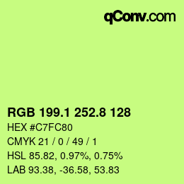 カラーコード: RGB 199.1 252.8 128 | qconv.com