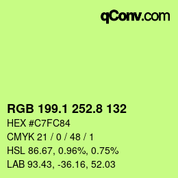 カラーコード: RGB 199.1 252.8 132 | qconv.com