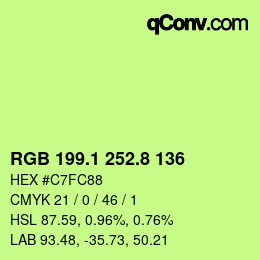 カラーコード: RGB 199.1 252.8 136 | qconv.com