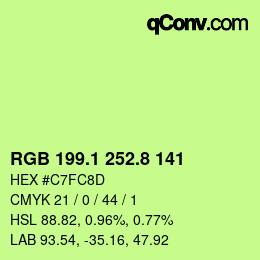 カラーコード: RGB 199.1 252.8 141 | qconv.com