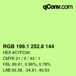 カラーコード: RGB 199.1 252.8 144 | qconv.com