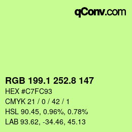 カラーコード: RGB 199.1 252.8 147 | qconv.com