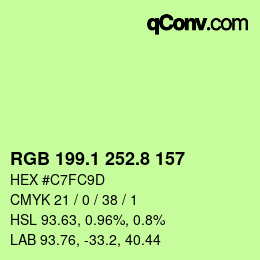 カラーコード: RGB 199.1 252.8 157 | qconv.com