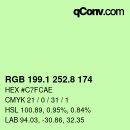 カラーコード: RGB 199.1 252.8 174 | qconv.com