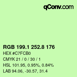 カラーコード: RGB 199.1 252.8 176 | qconv.com