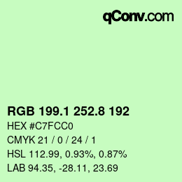 カラーコード: RGB 199.1 252.8 192 | qconv.com