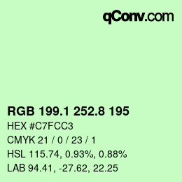 Color code: RGB 199.1 252.8 195 | qconv.com